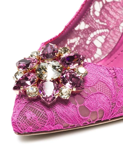 Shop Dolce & Gabbana Taormina-lace Crystal-embellished Pumps In Pink