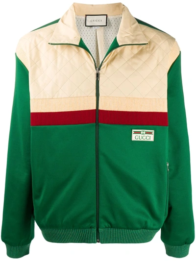 Shop Gucci Colour-block Bomber Jacket In Green