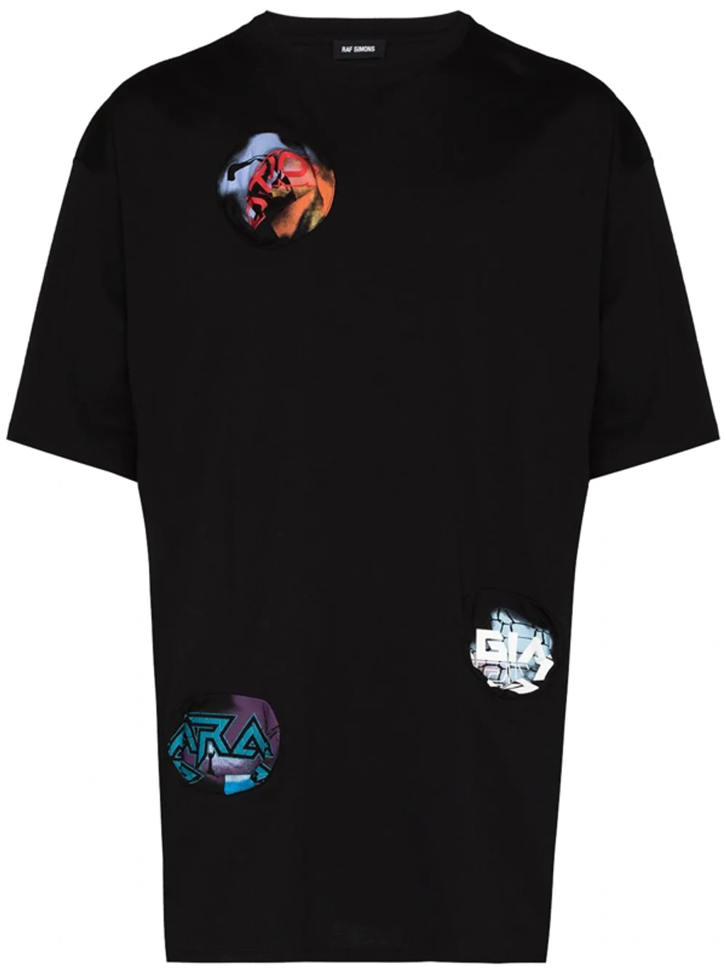 Raf Simons Print Pocket Hole Oversize Cotton T-shirt In Black