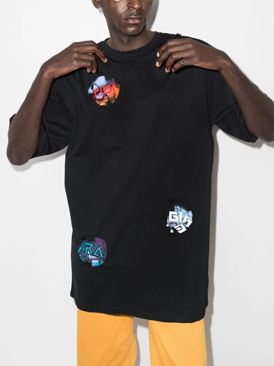 Raf Simons Print Pocket Hole Oversize Cotton T-shirt In Schwarz