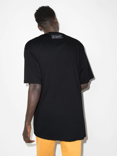 Raf Simons Print Pocket Hole Oversize Cotton T-shirt In Schwarz