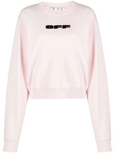 Shop Off-white Flocked Logo Cotton Sweatshirt In Pink