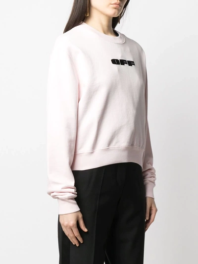 Shop Off-white Flocked Logo Cotton Sweatshirt In Pink