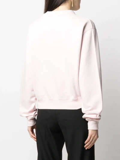 Shop Off-white Flocked Logo Cotton Sweatshirt In Pink