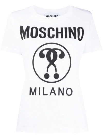 Shop Moschino Milano Logo-print T-shirt In White