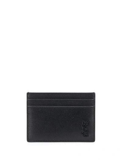 Shop Saint Laurent Logo Plaque Cardholder In Black