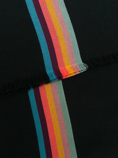 Shop Paul Smith Stripe Detail Scarf In Black
