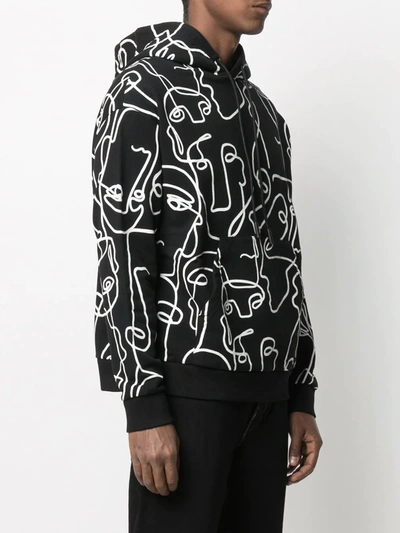 Shop Marcelo Burlon County Of Milan All-over Faces Print Hoodie In Black