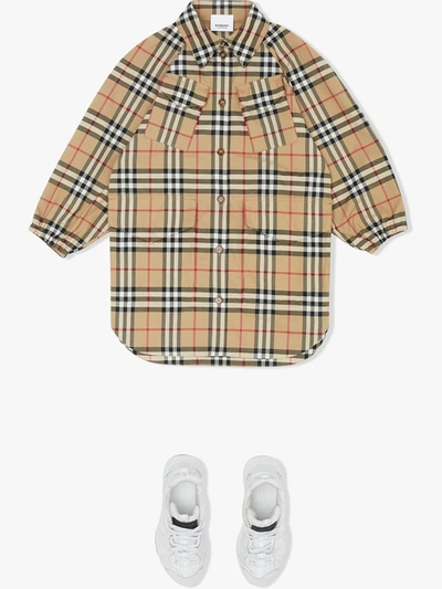 Shop Burberry Vintage Check Shirt Dress In White