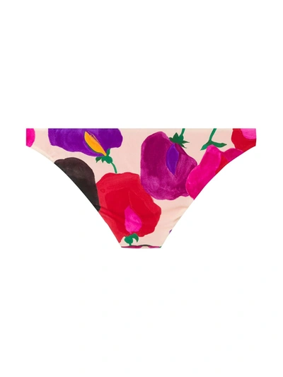 Shop La Doublej Poppy Print Hip Bikini Bottoms In Red