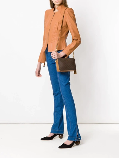 Michael Michael Kors Ginny Monogram Print Cross-body Bag In Brown