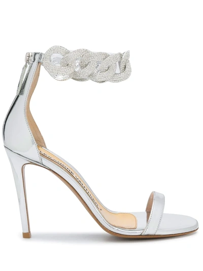 Shop Alexandre Vauthier Elsa Embellished-strap Sandals In Silver