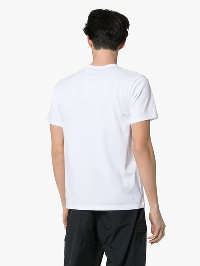 Shop Maison Kitsuné Logo-embroidered One Pocket T-shirt In White