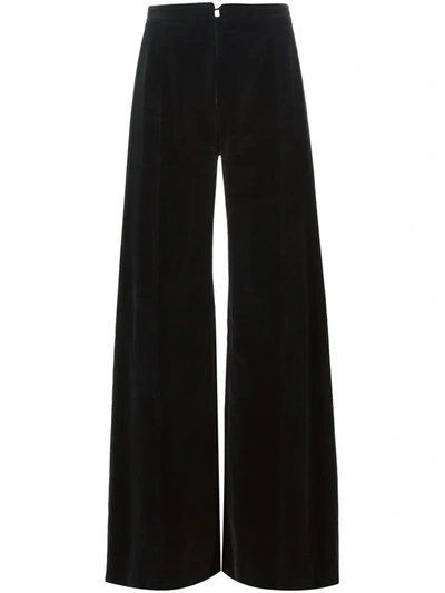 Pre-owned Emanuel Ungaro Vintage 1970s Flared Velvet Trousers In Black