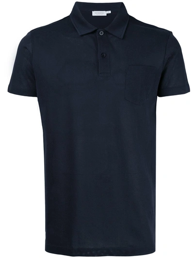 Shop Sunspel Riviera Plain Polo Shirt In Blue