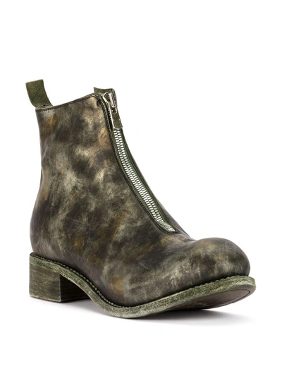 Shop Guidi Distressed Zipped Boots In Metallic