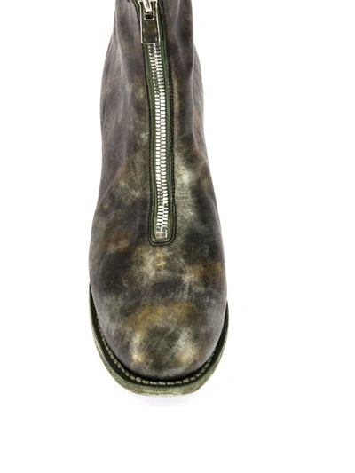 Shop Guidi Distressed Zipped Boots In Metallic