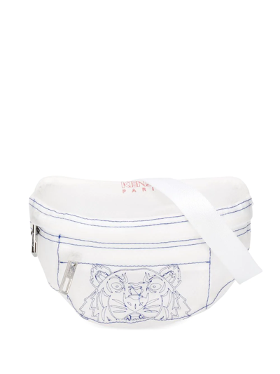 Shop Kenzo Tiger Motif Belt Bag In White