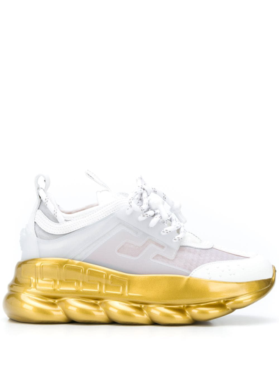 Shop Versace Chain Reaction Platform Sneakers In White