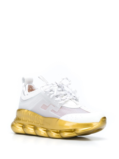 Shop Versace Chain Reaction Platform Sneakers In White