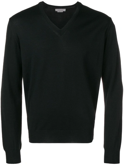 Shop Corneliani Knitted V-neck Jumper In Black