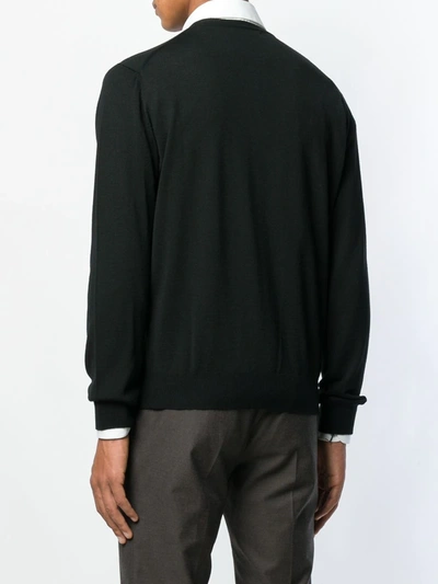 Shop Corneliani Knitted V-neck Jumper In Black