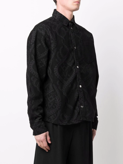 Shop Daily Paper Braids-print Denim Shirt In Black