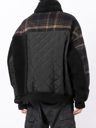 Shop Five Cm Patchwork Zip Jacket In Black