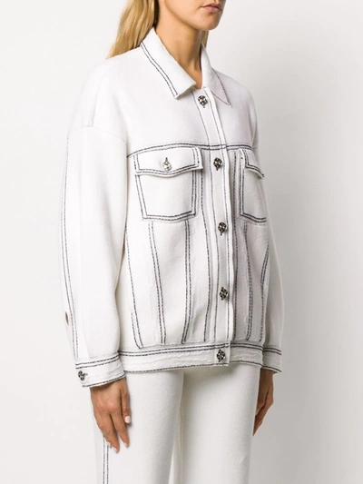 Shop Barrie Oversized Knitted Cardigan Jacket In White