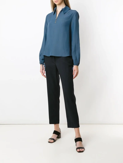 Shop Egrey Cropped Tailored Trousers In Blue
