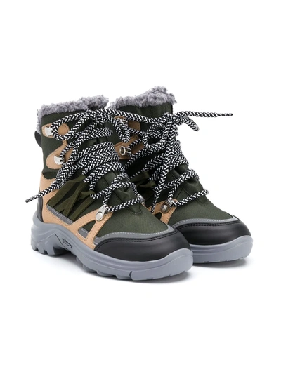 Shop Stella Mccartney Panelled Hiker Boots In Green