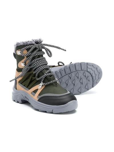 Shop Stella Mccartney Panelled Hiker Boots In Green