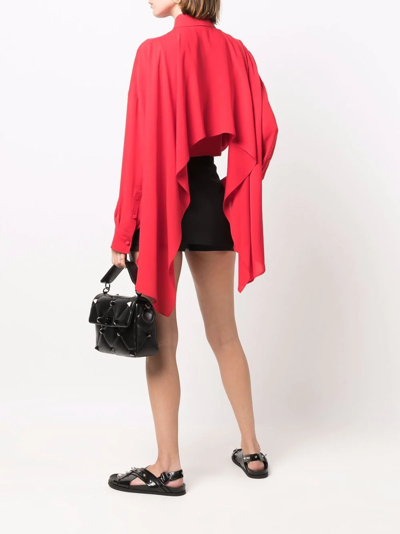 Shop Valentino High-low Panel Shirt In Red