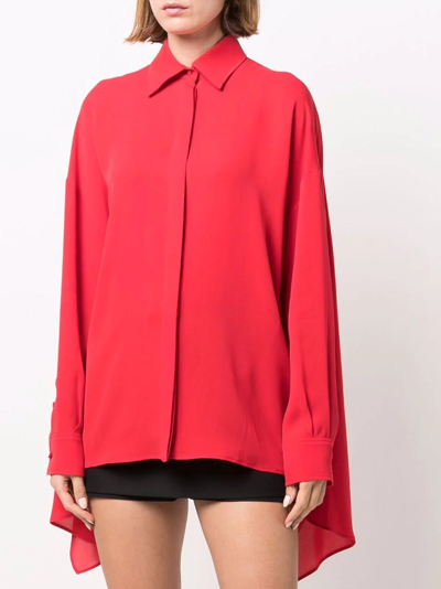 Shop Valentino High-low Panel Shirt In Red