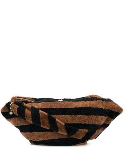 Shop Simonetta Ravizza Striped Shearling Furrissima Bag In Brown