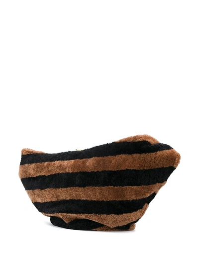 Shop Simonetta Ravizza Striped Shearling Furrissima Bag In Brown