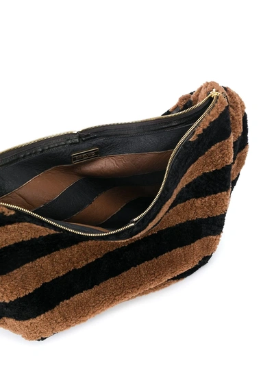 Shop Simonetta Ravizza Striped Shearling Furrissima Bag In Brown