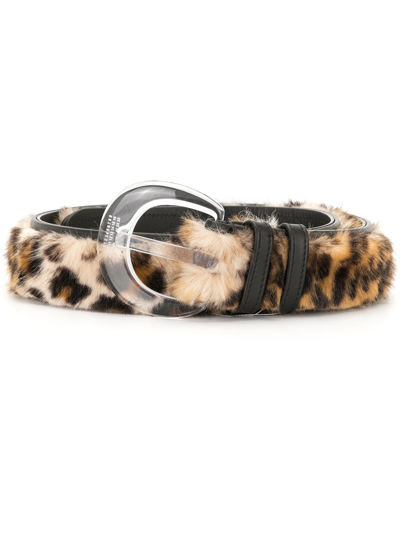 Shop Maison Margiela Leopard-print Faux Fur Belt In Brown