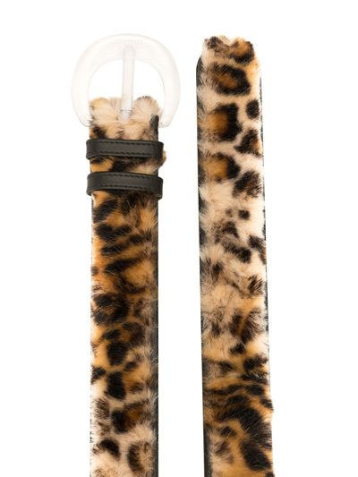 Shop Maison Margiela Leopard-print Faux Fur Belt In Brown