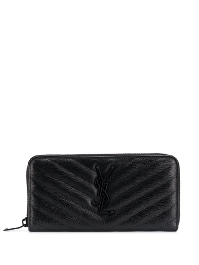 Saint Laurent Ysl Monogram Continental Zip-Around Wallet Black