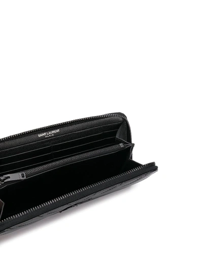 Saint Laurent Ysl Monogram Large Zip Wallet In Grained Leather In Black
