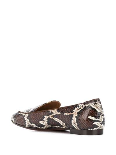 Shop Aquazzura Snakeskin-effect Loafers In Brown