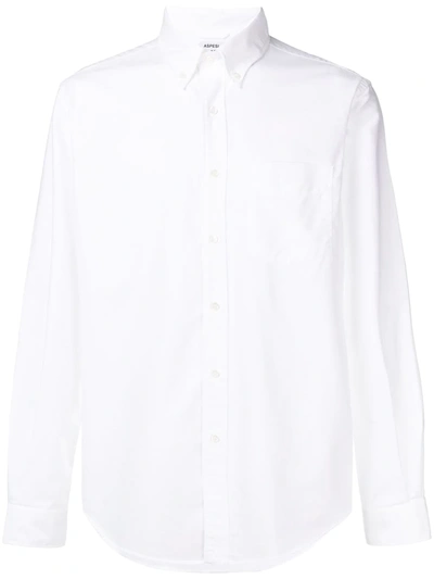 Shop Aspesi Button-down Long-sleeve Shirt In White