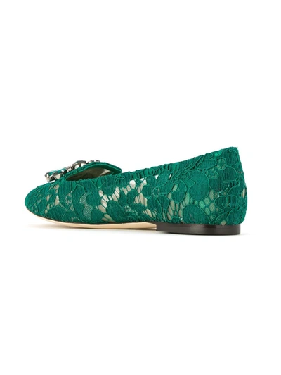 Shop Dolce & Gabbana Vally Taormina Lace Ballerina Shoes In Green