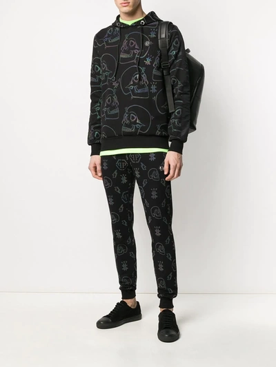 Shop Philipp Plein Monogram-print Joggers In Black