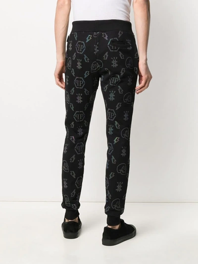 Shop Philipp Plein Monogram-print Joggers In Black