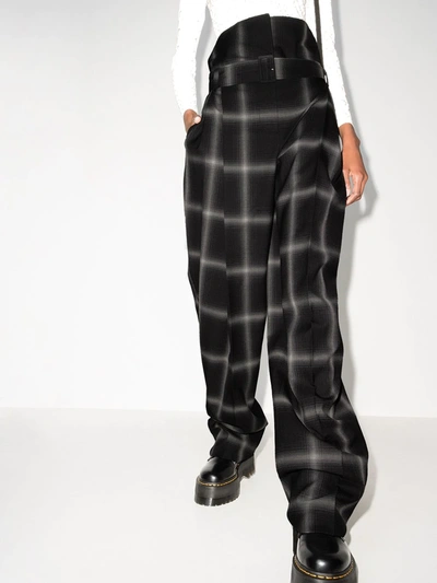 Stella Mccartney Belted Checked Wool Wide-leg Pants In 1071 1071 Black/grey