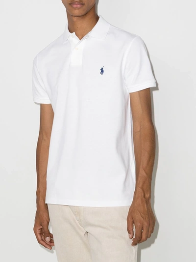 Shop Polo Ralph Lauren Logo-embroidered Polo Shirt In White