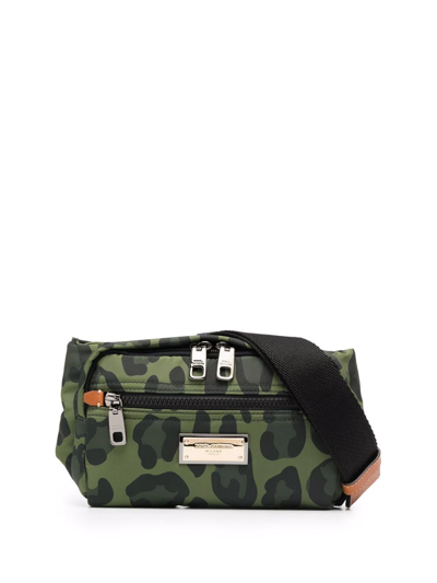 Shop Dolce & Gabbana Camouflage-print Belt Bag In Green