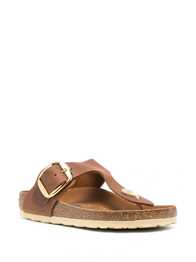 Birkenstock Gizeh Big Buckle Oiled Leather Sandals In Brown